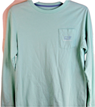 Vineyard Vines T-Shirt Long Sleeve Girls Size 16 Large Whale Logo Pocket Green - £10.80 GBP