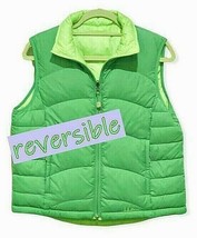 LL Bean Down Puffer Vest Womens Size Small Reversible Green Zipper Front - $16.29