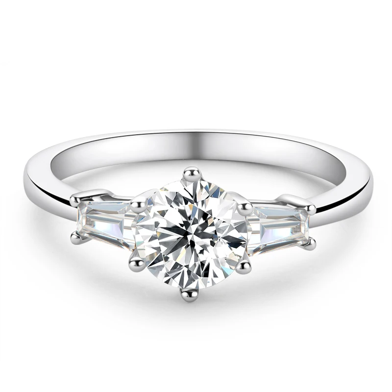 Trending Products 6.5mm VVS1 Moissanite Three Stone Rings With Certificate for W - £55.25 GBP