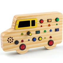 Wooden Toddler Toys Montessori Busy Board, Sensory Toys With Light Up Led Sounds - £38.48 GBP