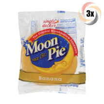3x Pies Moon Pie Single Decker Banana Flavor Original Marshmallow Sandwiches 2oz - £7.66 GBP