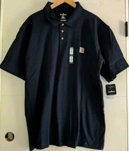 NWT Carhartt Polo Shirt Mens XL Blue Short Sleeve Pocket Logo Original F... - $28.95