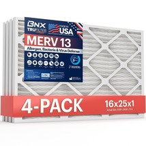 Trufilter 16X25X1 Air Filter Merv 13 (4-Pack) - Made In Usa - Electrosta... - $110.99