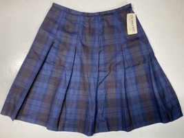 Vintage Pendleton 100% Wool Plaid Skirt Sz 16 (30&quot;Waist) Blue Pleats NWT *Flaw - £27.39 GBP