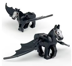 Black Flying Horse Winged War Animal Of 2 Blocks Minifigures - £6.42 GBP