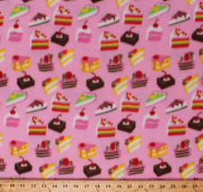 Fleece Cakes Pies Slices Brownies Desserts Food Pink Fleece Fabric Print A341.09 - £6.41 GBP
