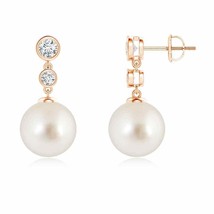 Authenticity Guarantee 
Angara Natural 10mm South Sea Pearl Drop Earrings in ... - £1,702.90 GBP