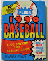 1990 Fleer single pack baseball cards 15 cards per pack - £0.79 GBP