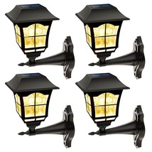 4 Pack Solar Wall Lantern Outdoor Wall Sconce 15 Lumens Solar Outdoor Ch... - £42.48 GBP