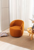 Teddy Fabric Swivel Accent Armchair Barrel Chair With Black Powder Coating - Car - £179.86 GBP