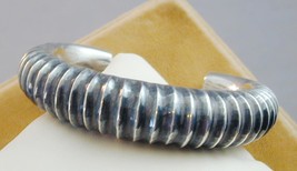 Sterling Ribbed Rattle Cuff Bracelet Native Tribal - £64.09 GBP