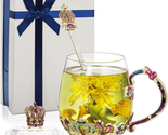 Mothers Day Gifts for Mom Her Women 10 Oz Enamel Glass Tea Cup with Lid ... - $24.68