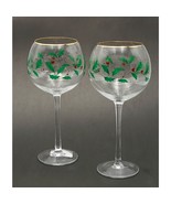 Lenox Christmas Wine Glasses Holiday Balloon Set of 2 Holly Berry 14 oz NEW - €34,56 EUR