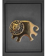 Laurel Burch Bartholomew Lion Cat Gold Plated Pin Brooch Jewelry Vintage... - £31.00 GBP