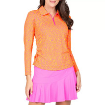 Nwt Ibkul Sally Orange Hot Pink Long Sleeve Adjustable Polo Golf Shirt S M Xl - $59.99