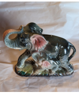 Vintage Porcelain Elephant Mother &amp; Baby Figurine Trunk Up For Luck - Ja... - £14.85 GBP