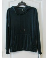 Green Tea Comfy Velour Long Sleeve Hoodie Hunter Green S-L NWT - $25.27