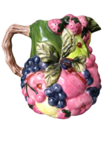 Vintage 1995 Block Country Orchard 8&quot; Hand Painted Fruit Water Pitcher by Gear - £9.91 GBP