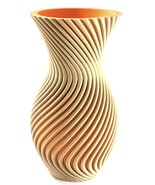 Modern 3D Printed Spiral Vase by Dvě Mouchy – Orange &amp; Beige Eco-Friendl... - $34.23 CAD
