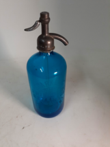 Vintage Blue Glass Seltzer Bottle, Friedberg Sparkling Water, Bayonne, N.J 26oz - £24.60 GBP