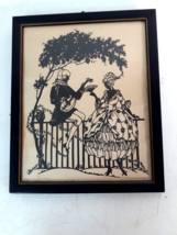 Antique Silhouette, Courting The Lady With A Lute, 11&quot; x 9&quot; - £26.59 GBP