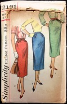 1950s Waist 24” One Yard Pencil Slim Skirt Simplicity 2191 Pattern Vintage - $6.99