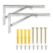 2X Folding Shelf L Brackets With Locking Hinge, Wall Mounted For Heavy Duty 14&quot; - £32.76 GBP