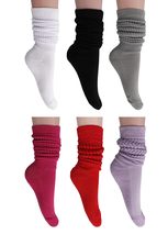 AWS/American Made 6 Pairs Heavy Slouch Socks for Women Long Cotton Socks... - $39.58