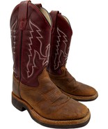 Childrens Old West BSC1889 Distressed Brown and Burgundy Western Boot si... - $34.19
