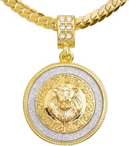 Lion Head Medallion Chain Necklace  - £22.25 GBP