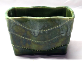 UPCO Green Drip Glaze MCM Rectangular Planter #044 USA Vintage 6&quot; x 3.25&quot; - $14.64