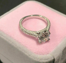 Engagement Ring 2.25Ct White Round Cut Moissanite Solid 14k White Gold Size 5.5 - £225.68 GBP