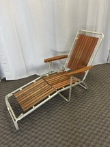 Vintage Aluminum REDWOOD LAWN CHAIR Folding Chaise Lounge pool beach pat... - $206.61 CAD
