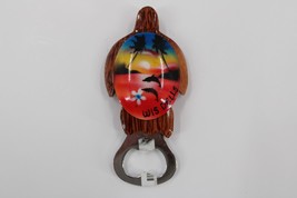 Sea Turtle Shaped Magnetic Bottle Opener Hand Painted Shell Tropical Dolphin Sun - £3.89 GBP