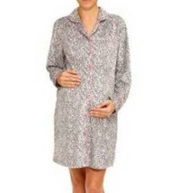 Maternity Nightgown Fleece Dream Cafe Gray Winter Long Sleeve Pajamas-si... - £15.57 GBP