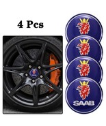 For Saab Sticker Blue D.56mm 4Pcs Center Wheel Hub Cap Emblem Logo Decal... - $12.86