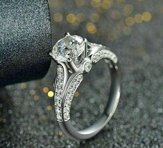 Beautiful 2.60Ct Round Cut Diamond 14k White Gold Finish Engagement Ring Size 8 - £114.45 GBP