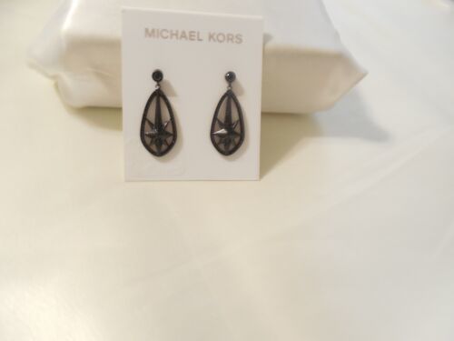 Michael Kors 1-5/8"Black Tone Jet Stone Pave Starburst Drop Earrings A827$115 - $57.59
