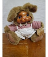 Robert Raikes Rabbit/Bunny &quot;Brett&quot; Plush With Tag #20401 Wooden Carved F... - $25.88 CAD