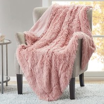 Blush Pink Throw Blanket For Couch Sofa, Reversible Ultra Soft Faux Fur Fluffy B - £32.42 GBP