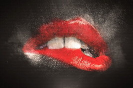 Giclee Red Lips Painting Picture Printed Canvas,Wall decor,Unique Gift - £7.60 GBP+