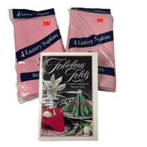 Vintage Ostrow Textile Luxury Napkins 2 pkgs of 4 ea Pink w Bonus Book - £14.70 GBP