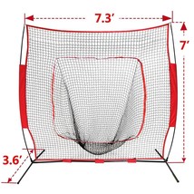 7X7Ft Bow Frame Baseball Softball Practice Batting Training Net With Bag... - £60.19 GBP
