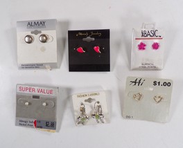 6 Mini Fashion Stud Earrings w/ Original Boards Jewelry Lot: Miriah Heart, AAI - £5.42 GBP