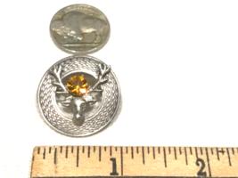 Scottish Deer Thistle Sterling Pin Marked WBS  With Yellow Stone - £27.83 GBP