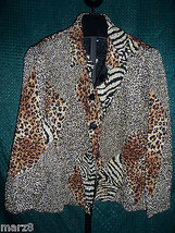 NWT Analogy Black Animal print Reversible Origami Crinkle Shirt Misses S... - £23.64 GBP