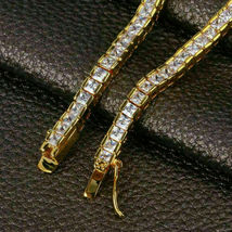 7.00Ct Princess Cut VVS1 Diamond Tennis Bracelet 14k Yellow Gold Over 7.50&quot; Inch - £132.29 GBP