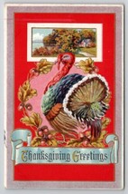 Thanksgiving Greetings Turkey Chesnut Wreath Postcard K29 - £4.75 GBP