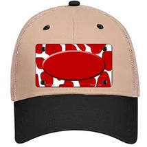 Red White Giraffe Red Center Oval Novelty Khaki Mesh License Plate Hat - £23.31 GBP
