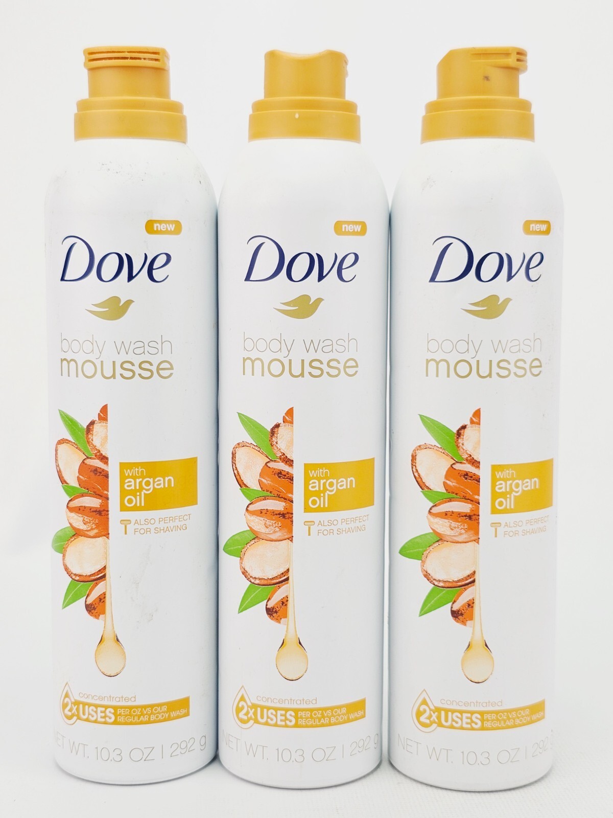 Dove Body Wash Mousse Argan Oil Shaving 10.3 oz Lot of 3 - $59.95